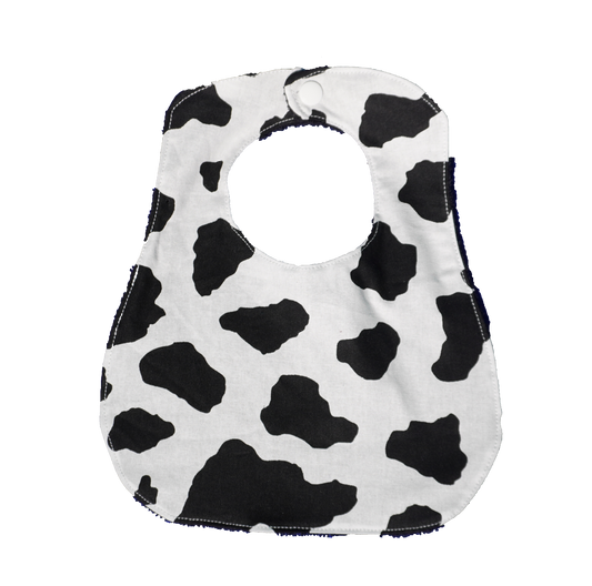 Black and White Cow Print Baby Bib