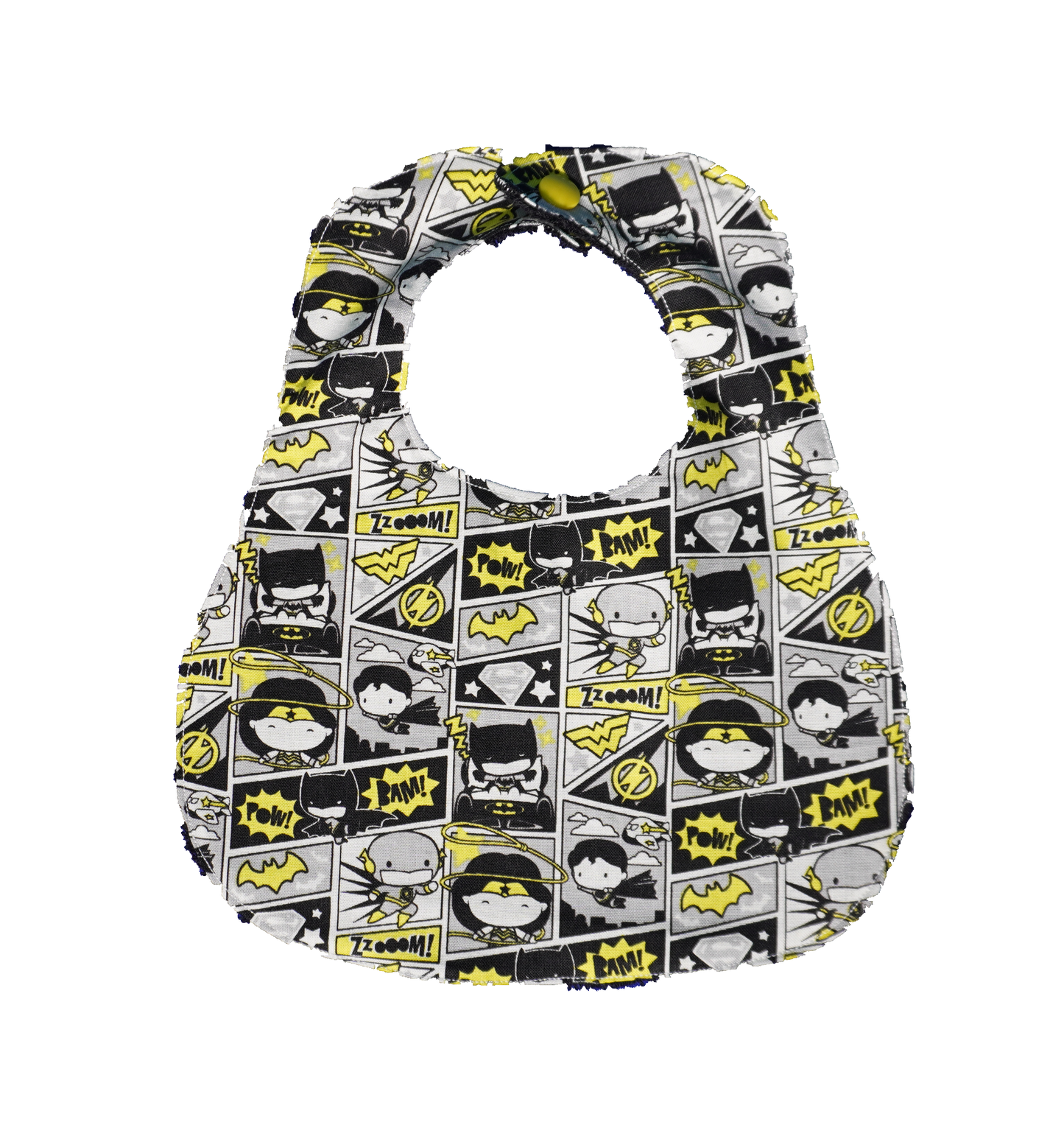 Comic Hero Yellow Black Baby Bib