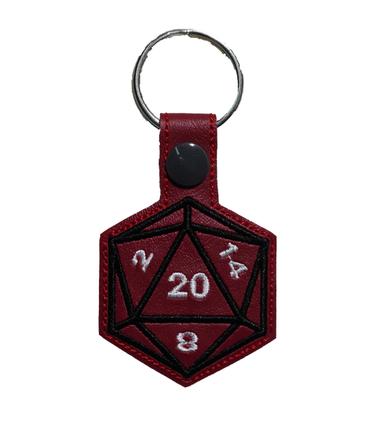 Red D20 Key Chain