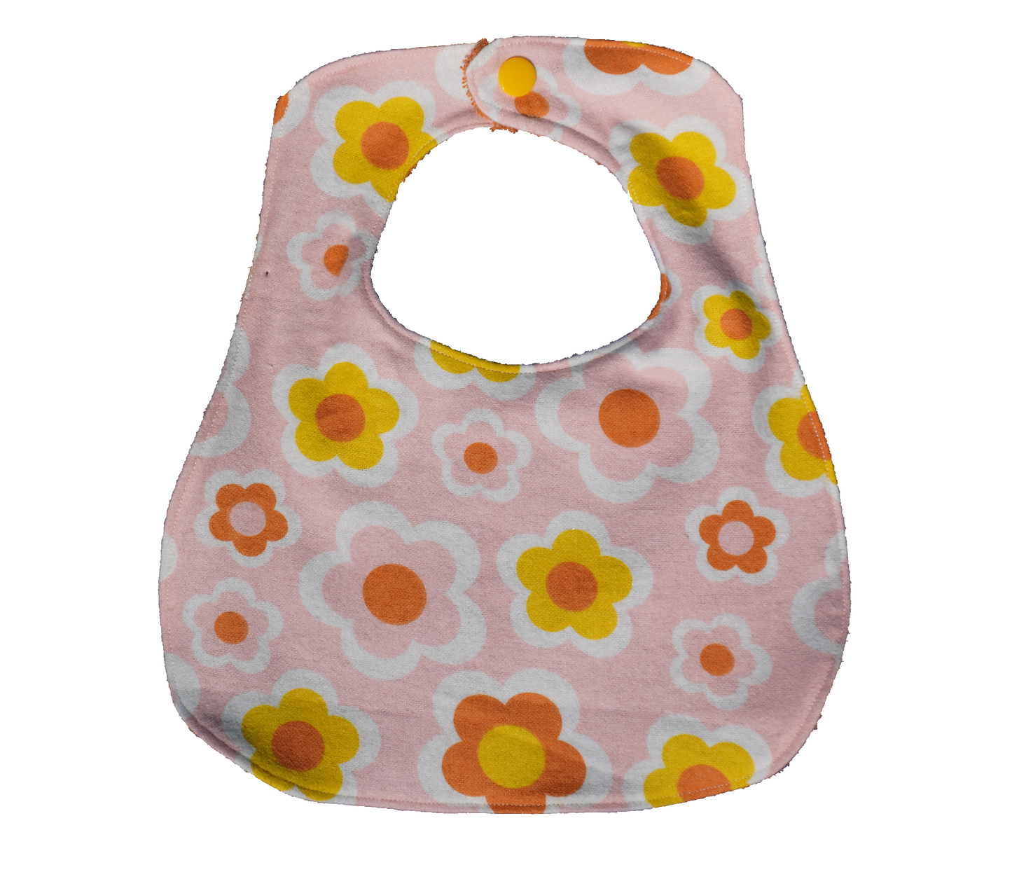 Retro Pink and Yellow Flowers Baby Bib