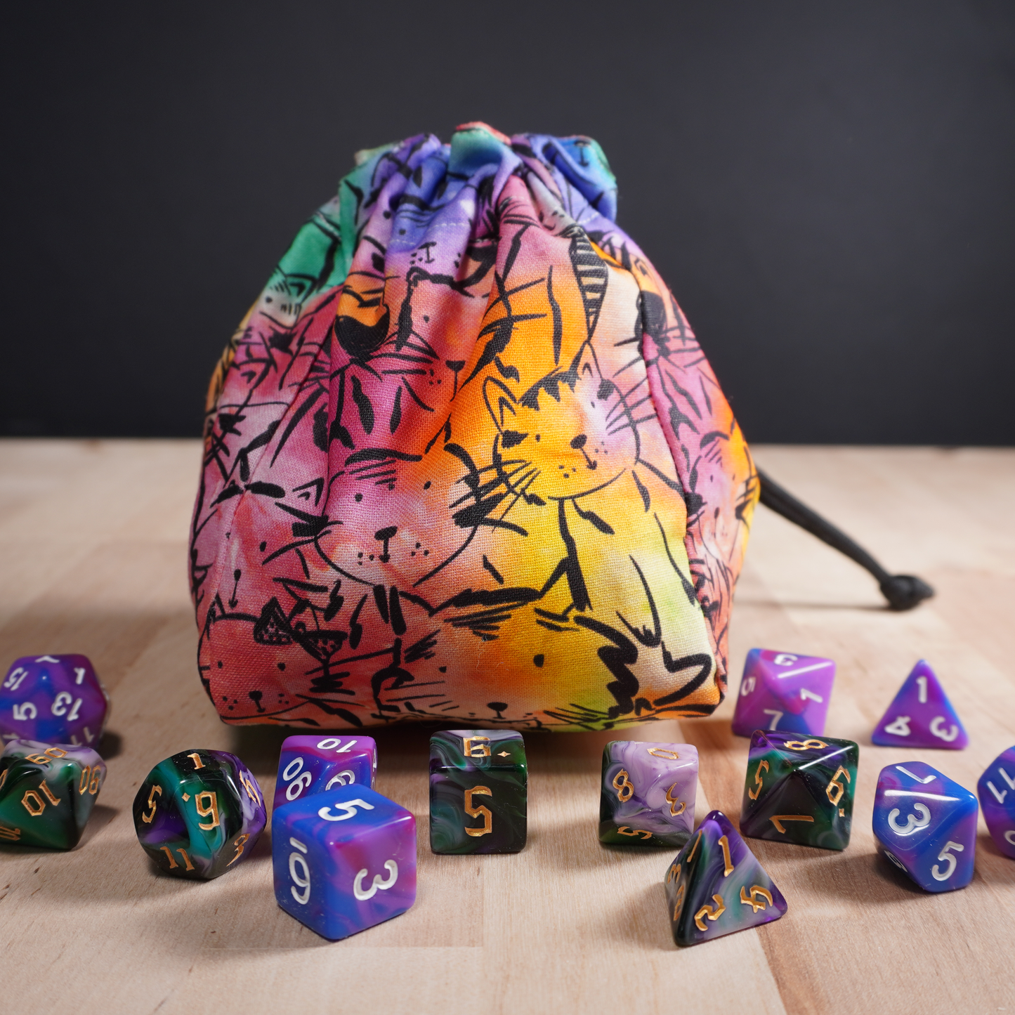 Tie Dye Kittens Dice Bag